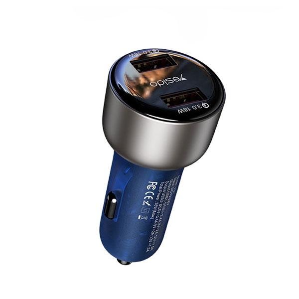 Auto punjač YESIDO Y51 36W Fast Charge sa 2 izlaza crni