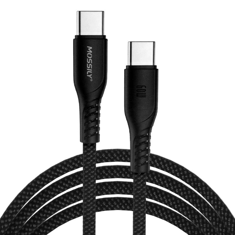 USB KABL MOSSILY JT212 Type-C to Type-C 60W PD 1M crni