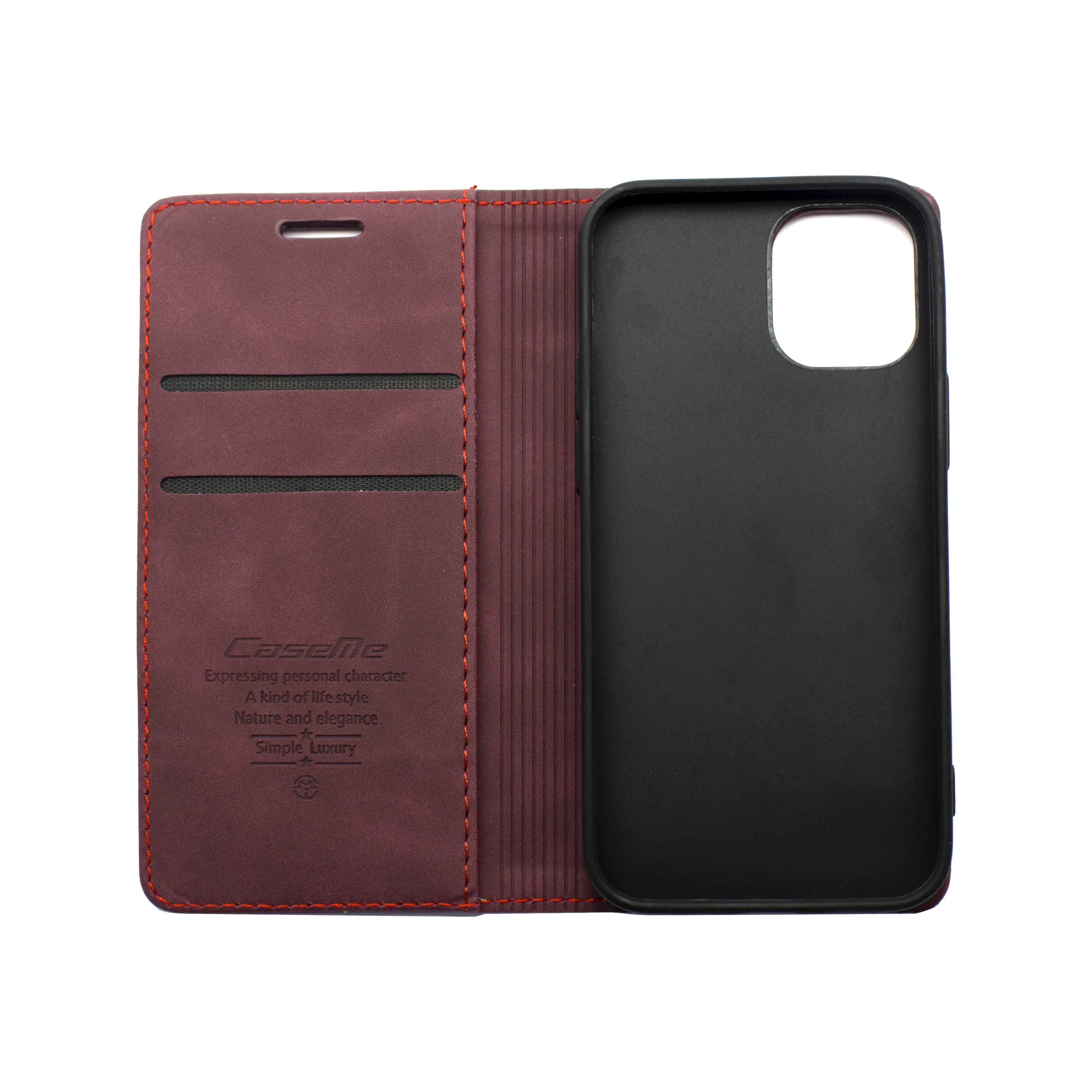 Futrola LEATHER RETRO FLIP za Iphone 12/12 Pro (6.1) bordo