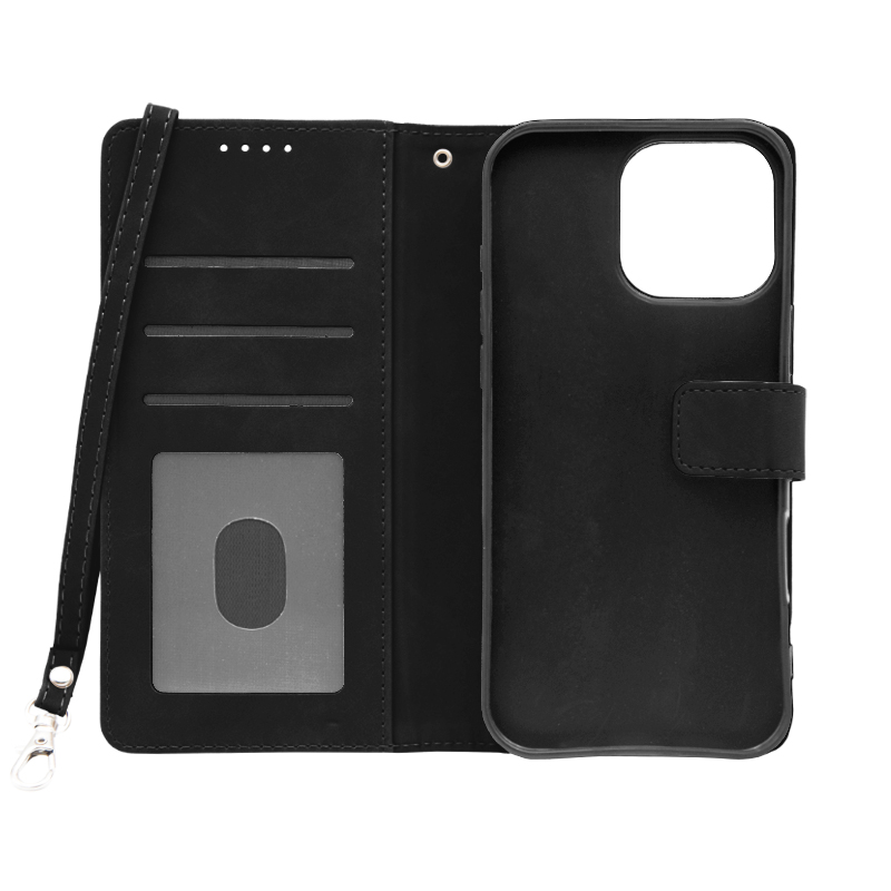 Futrola LEATHER LUX FLIP za Iphone 16 Pro Max crna