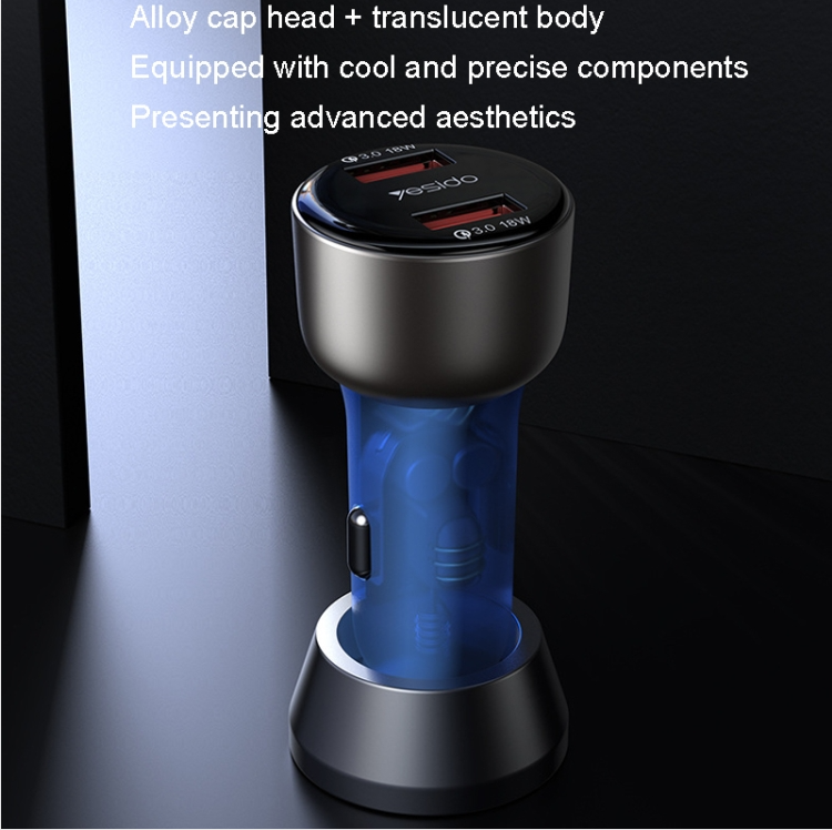 Auto punjač YESIDO Y51 36W Fast Charge sa 2 izlaza crni