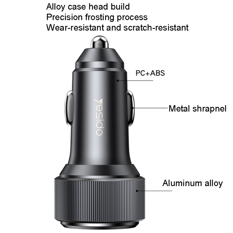 Auto punjač YESIDO Y50 PD 30W Fast Charge sa 3 izlaza crni