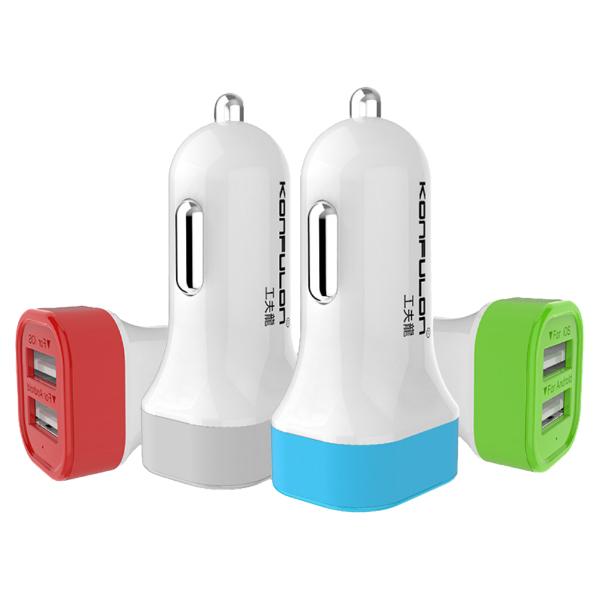 Auto punjač KONFULON C17 2.1A beli/plavi/crveni