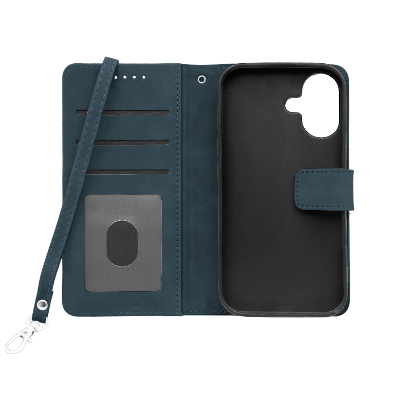 Futrola LEATHER LUX FLIP za Iphone 16 plava