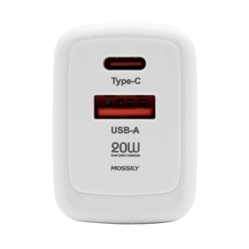 Punjac MOSSILY JT-G20U + USB Type-C 20W PD + QC 3.0 2 u 1 beli