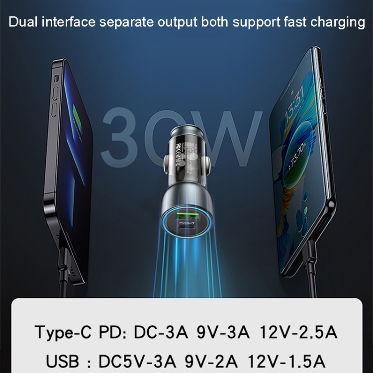 Auto punjač YESIDO Y49 30W Fast Charge providni