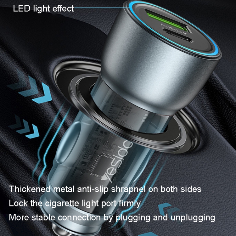 Auto punjač YESIDO Y49 30W Fast Charge providni