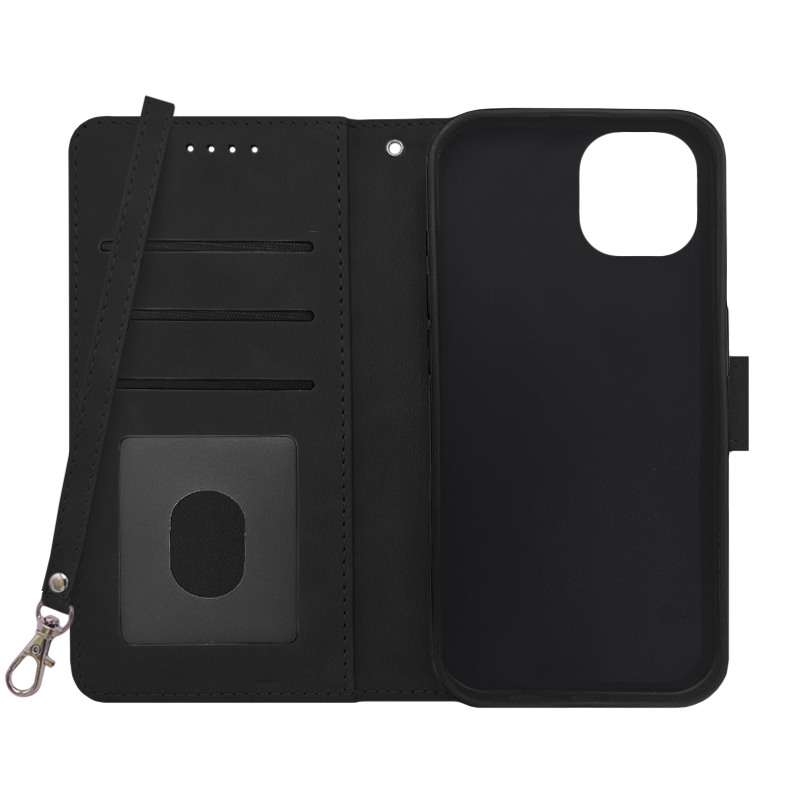 Futrola LEATHER LUX FLIP za Iphone 15 Plus crna