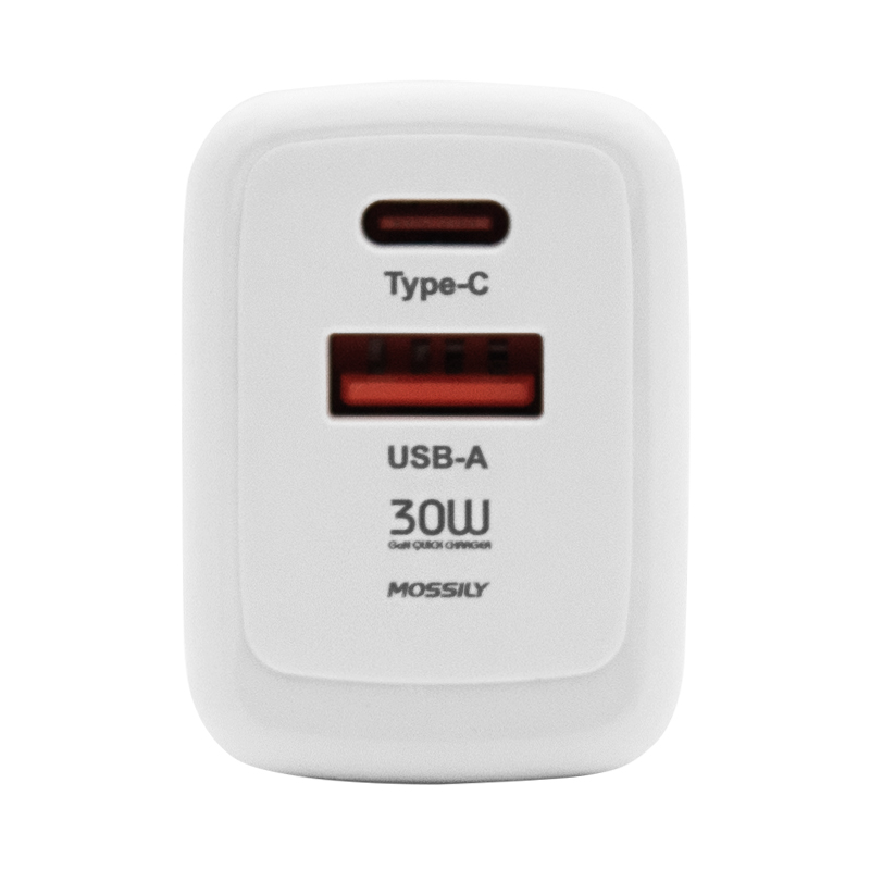 Punjac MOSSILY JT-G30U USB-A + Type-C 30W PD + QC 3.0 beli