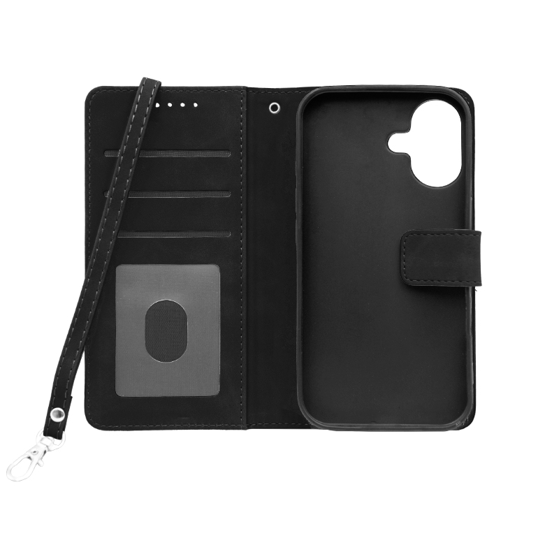 Futrola LEATHER LUX FLIP za Iphone 16 crna