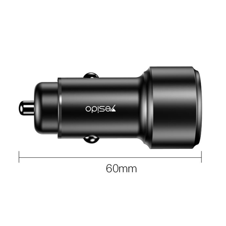 Auto punjač YESIDO Y42 PD 42W QC 3.0 Fast Charge crni