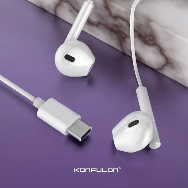 Earphone KONFULON IN21 Type-C 1.2M bela