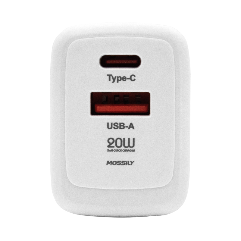 Punjac MOSSILY JT-G20U + USB Lightning 20W PD + QC 3.0 2 u 1 beli