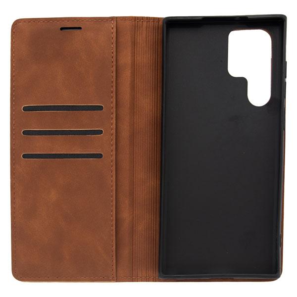 Futrola LEATHER RETRO FLIP za Samsung S22 Ultra tamno braon