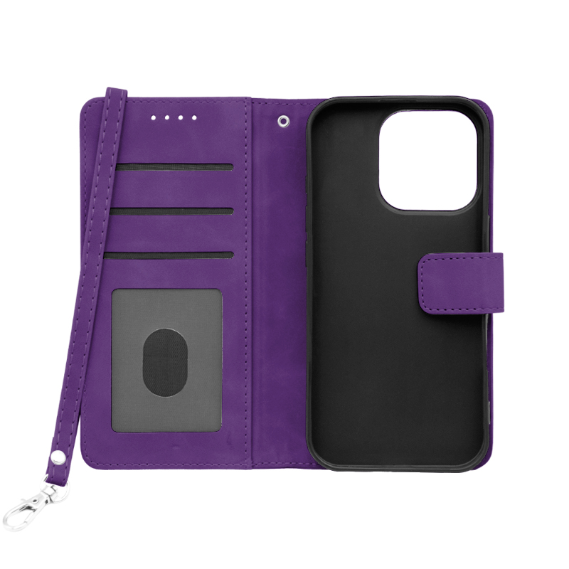 Futrola LEATHER LUX FLIP za Iphone 16 Pro ljubicasta